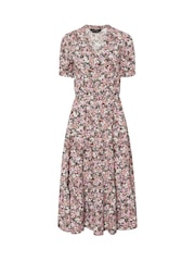 PixieGirl Petite Pink Floral Print Smock Dress - Image 5 of 5
