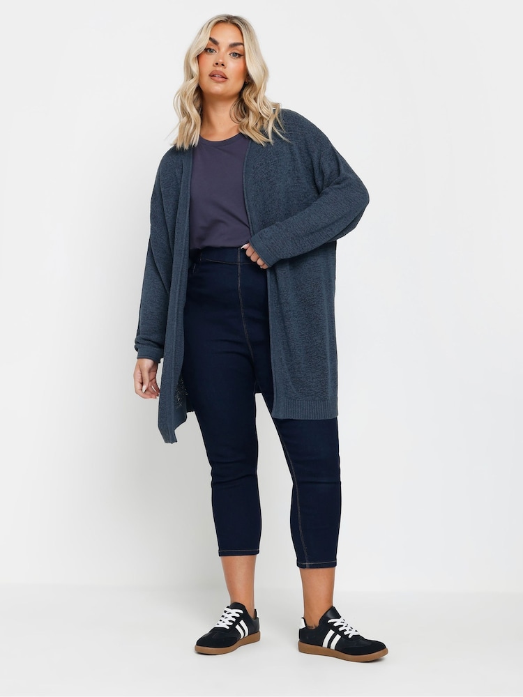 Yours Curve Blue Tape Yarn Cardigan - Image 3 of 5