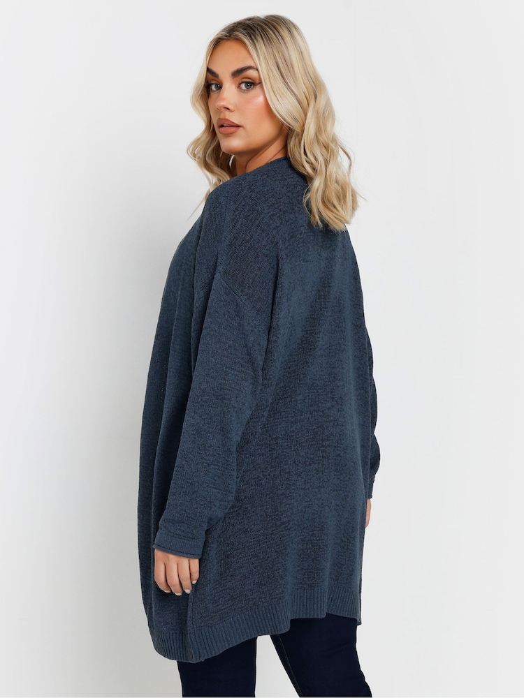 Yours Curve Blue Tape Yarn Cardigan - Image 4 of 5