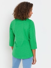 Verde - M&Co 3/4 Sleeve 100% Cotton Henley Top - Imagen 3 de 5