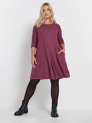 Yours Curve Pink Soft Touch Pocket Dress - Image 1 of 5