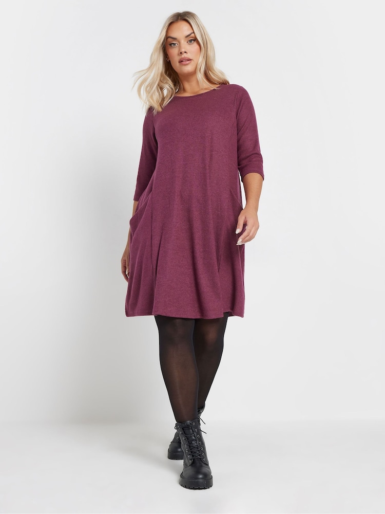 Yours Curve Pink Soft Touch Pocket Dress - Image 2 of 5