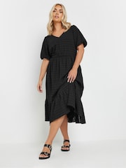 Черный - Yours Curve Textured Tiered Dress - Изображение 2 из 5