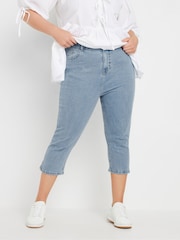 Yours Curve Blue AVA Capri Trousers - Image 1 of 6