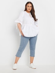 Yours Curve Blue AVA Capri Trousers - Image 2 of 6