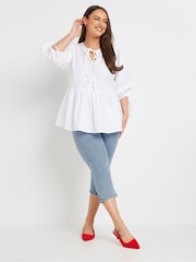 Yours Curve Blue AVA Capri Trousers - Image 3 of 6