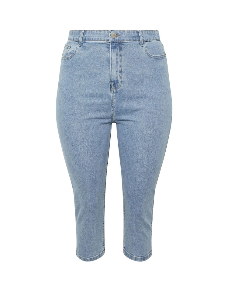 Yours Curve Blue AVA Capri Trousers - Image 6 of 6