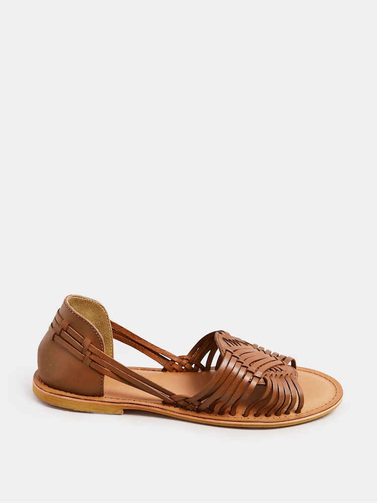Yours Curve Natural Extra Wide Fit Woven Leather Flat Pumps - Image 2 of 5