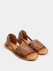Yours Curve Natural Extra Wide Fit Woven Leather Flat Pumps - Image 3 of 5