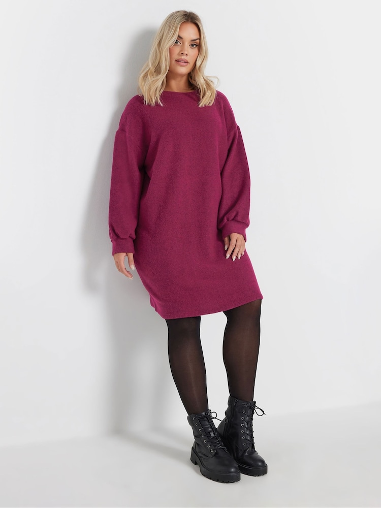 Yours Curve Pink Soft Touch Jumper Dress - Image 1 of 5