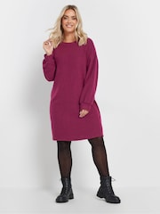 Yours Curve Pink Soft Touch Jumper Dress - Image 2 of 5