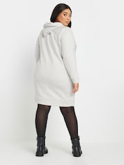 Yours Curve Grey Heart Embellished Hoodie Dress - Image 3 of 5