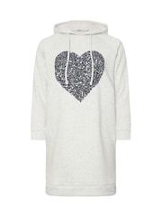 Yours Curve Grey Heart Embellished Hoodie Dress - Image 5 of 5