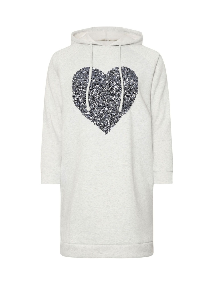 Yours Curve Grey Heart Embellished Hoodie Dress - Image 5 of 5