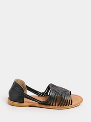 Yours Curve Black Extra Wide Fit Woven Leather Flat Pumps - Image 1 of 4