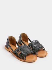 Yours Curve Black Extra Wide Fit Woven Leather Flat Pumps - Image 2 of 4