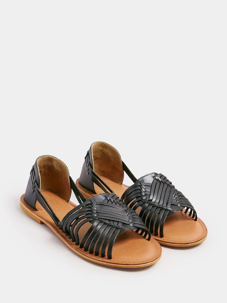 Yours Curve Black Extra Wide Fit Woven Leather Flat Pumps - Image 2 of 4