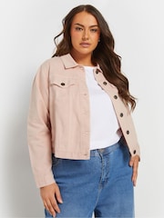 Yours Curve Pink Classic Denim 100% Cotton Jacket - Image 1 of 5