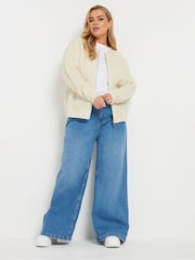 Yours Curve Natural Zip Through Knitted Bomber Jacket - Image 5 of 5