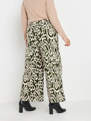 Yours Curve Green Abstract Structured Wide Leg Trousers - Image 2 of 9