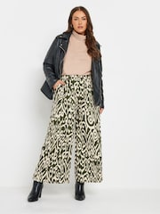 Yours Curve Green Abstract Structured Wide Leg Trousers - Image 3 of 9