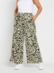 Yours Curve Green Abstract Structured Wide Leg Trousers - Image 6 of 9