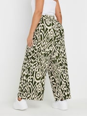 Yours Curve Green Abstract Structured Wide Leg Trousers - Image 7 of 9