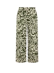 Yours Curve Green Abstract Structured Wide Leg Trousers - Image 9 of 9