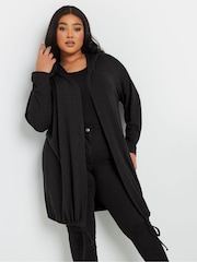 Yours Curve Black Longline Hoodie - Image 1 of 5
