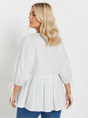 Yours Curve White Tie Front 100% Cotton Top - Image 3 of 5