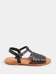 Yours Curve Black Extra Wide Fit Open Toe Fisherman Sandals - Image 1 of 5