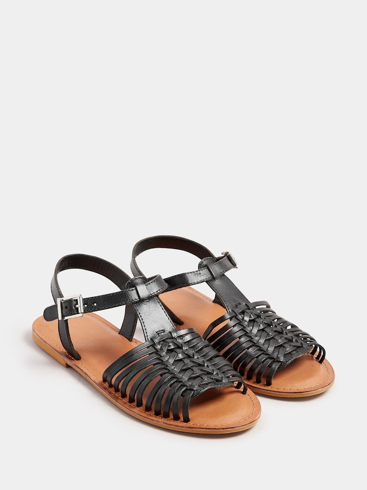 Yours Curve Black Extra Wide Fit Open Toe Fisherman Sandals - Image 2 of 5