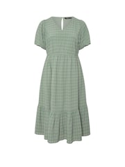 Yours Curve Green Textured Tiered Dress - Image 5 of 5