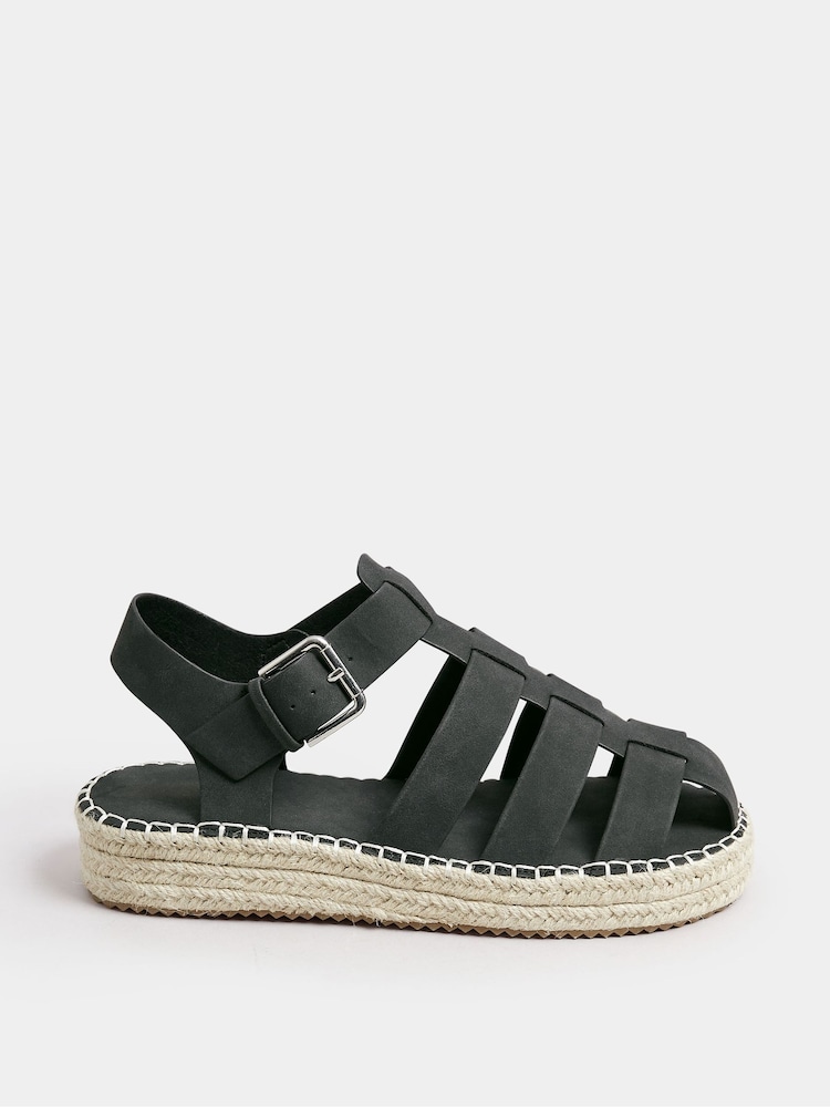 Yours Curve Black Extra Wide Fit Fisherman Flatform Sandals - Image 2 of 5