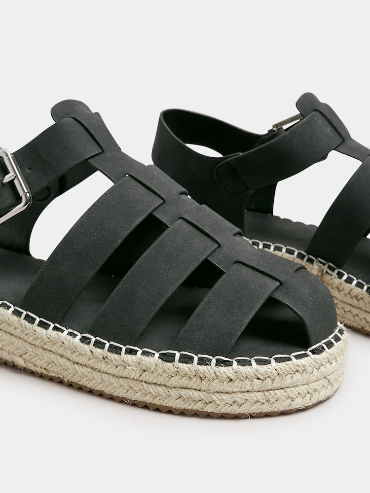 Yours Curve Black Extra Wide Fit Fisherman Flatform Sandals - Image 5 of 5