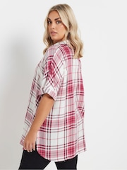 Yours Curve Red Viscose Check Shirt - Image 3 of 5