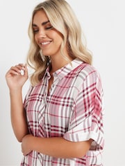 Yours Curve Red Viscose Check Shirt - Image 4 of 5