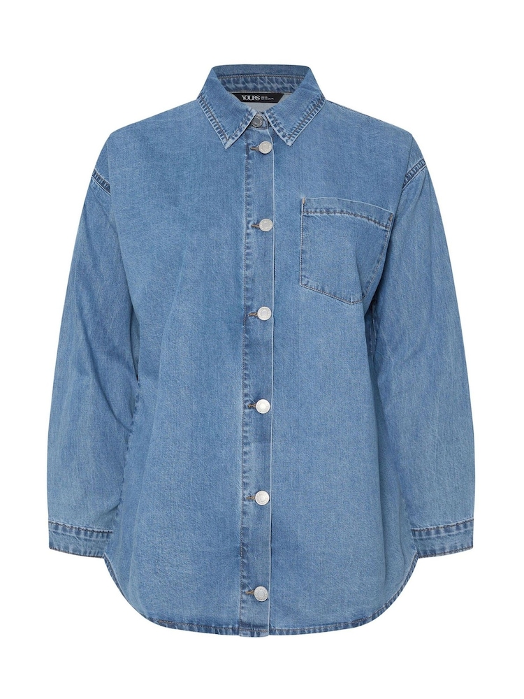 Camisa vaquera de algodón 100 % de Yours Curve - Imagen 6 de 6