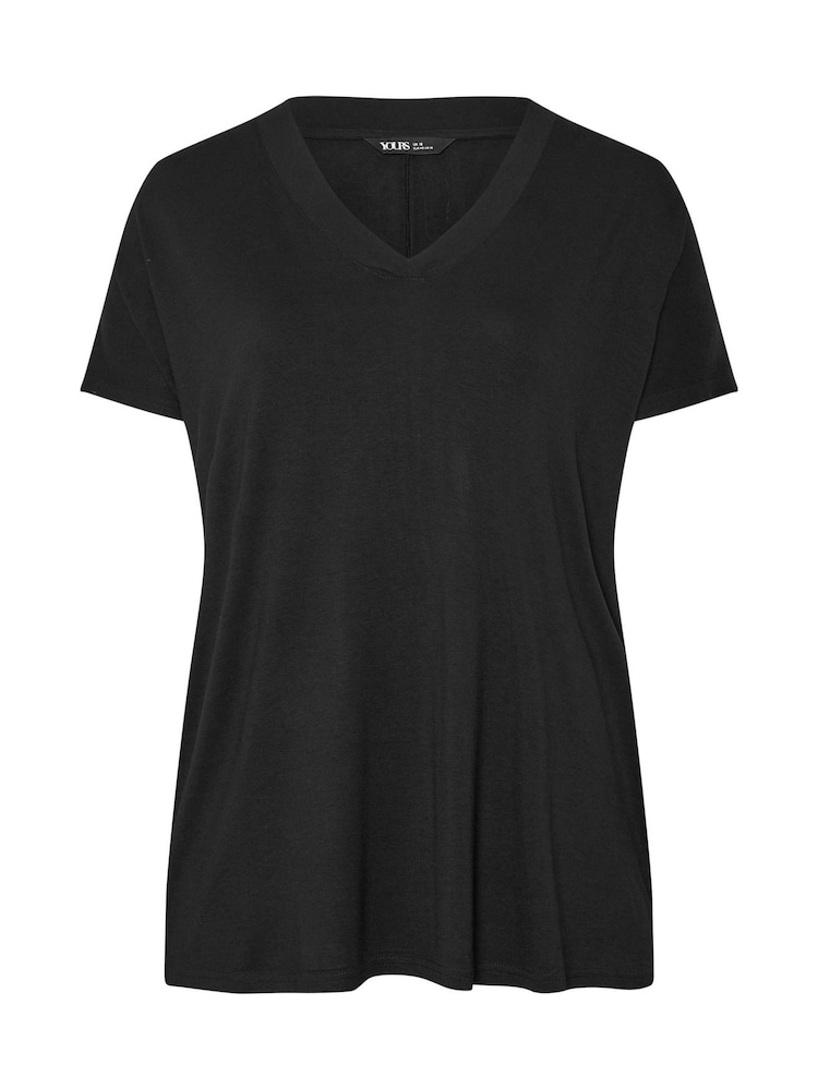Yours Curve Black Deep Band Grown On Basic T-Shirt - Image 5 of 5 Yours Curve Black Deep Band Grown On Basic T-Shirt - Image 5 of 5