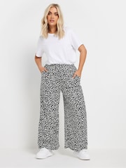 Yours Curve Black Abstract Structured Wide Leg Trousers - Image 1 of 4