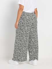 Yours Curve Black Abstract Structured Wide Leg Trousers - Image 3 of 4
