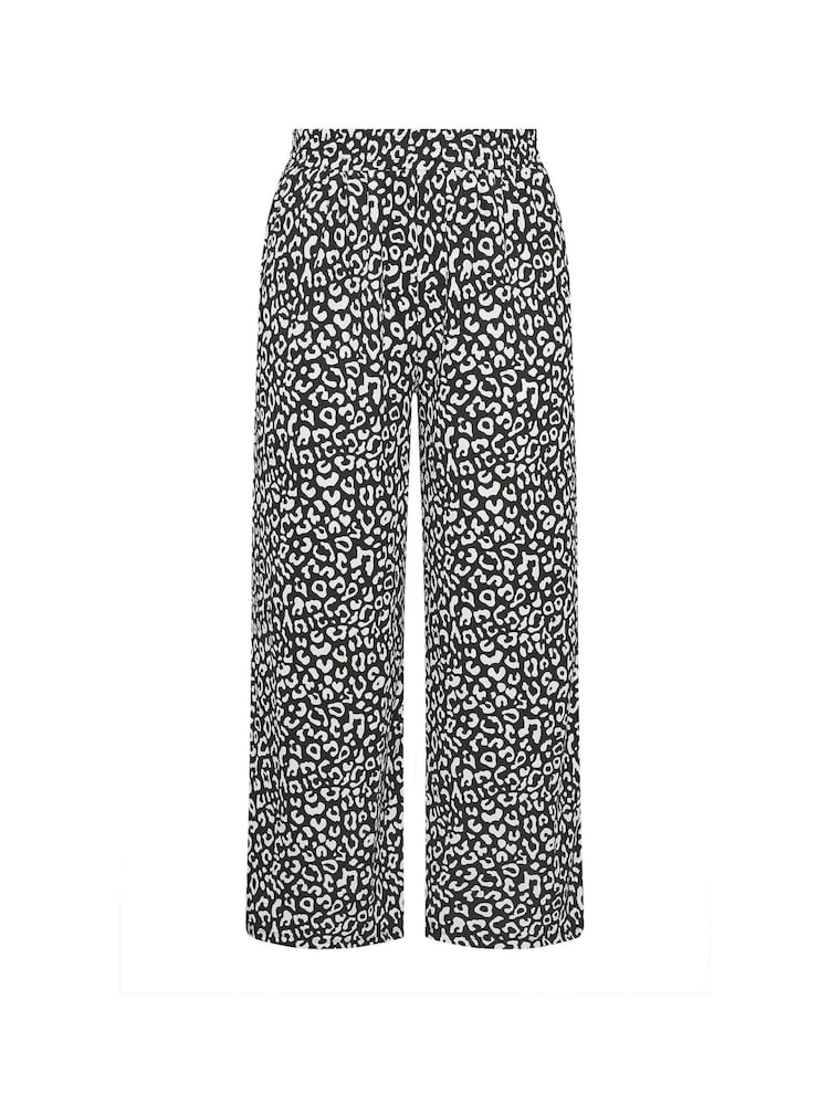 Yours Curve Black Abstract Structured Wide Leg Trousers - Image 4 of 4