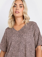 Yours Curve Pink Leopard Print V-Neck Top - Image 4 of 5