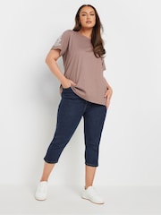 Yours Curve Blue AVA Capri Trousers - Image 2 of 5