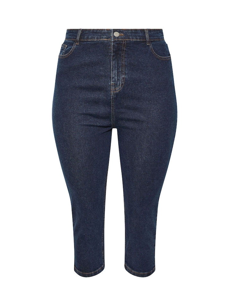 Yours Curve Blue AVA Capri Trousers - Image 5 of 5