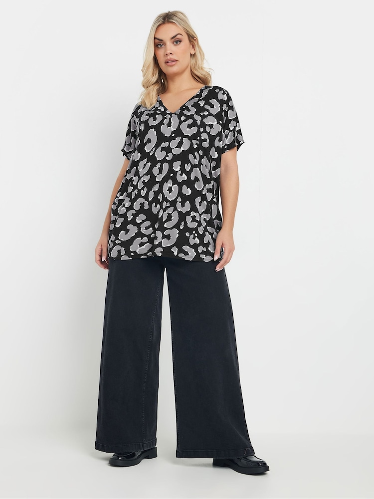 Yours Curve Grey Deep Band Grown On Basic T-Shirt - Image 2 of 5