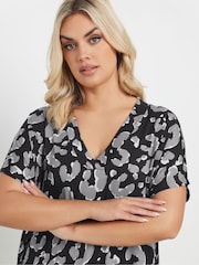 Yours Curve Grey Deep Band Grown On Basic T-Shirt - Image 4 of 5