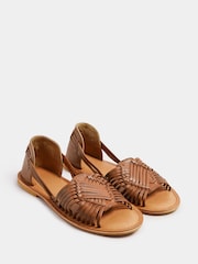 Yours Curve Natural Wide Fit Woven Leather Flat Pumps - Image 3 of 5