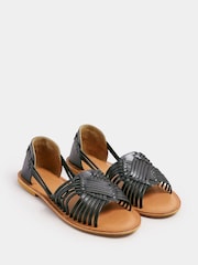 Yours Curve Black Wide Fit Woven Leather Flat Pumps - Image 1 of 4