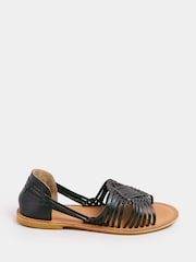 Yours Curve Black Wide Fit Woven Leather Flat Pumps - Image 2 of 4